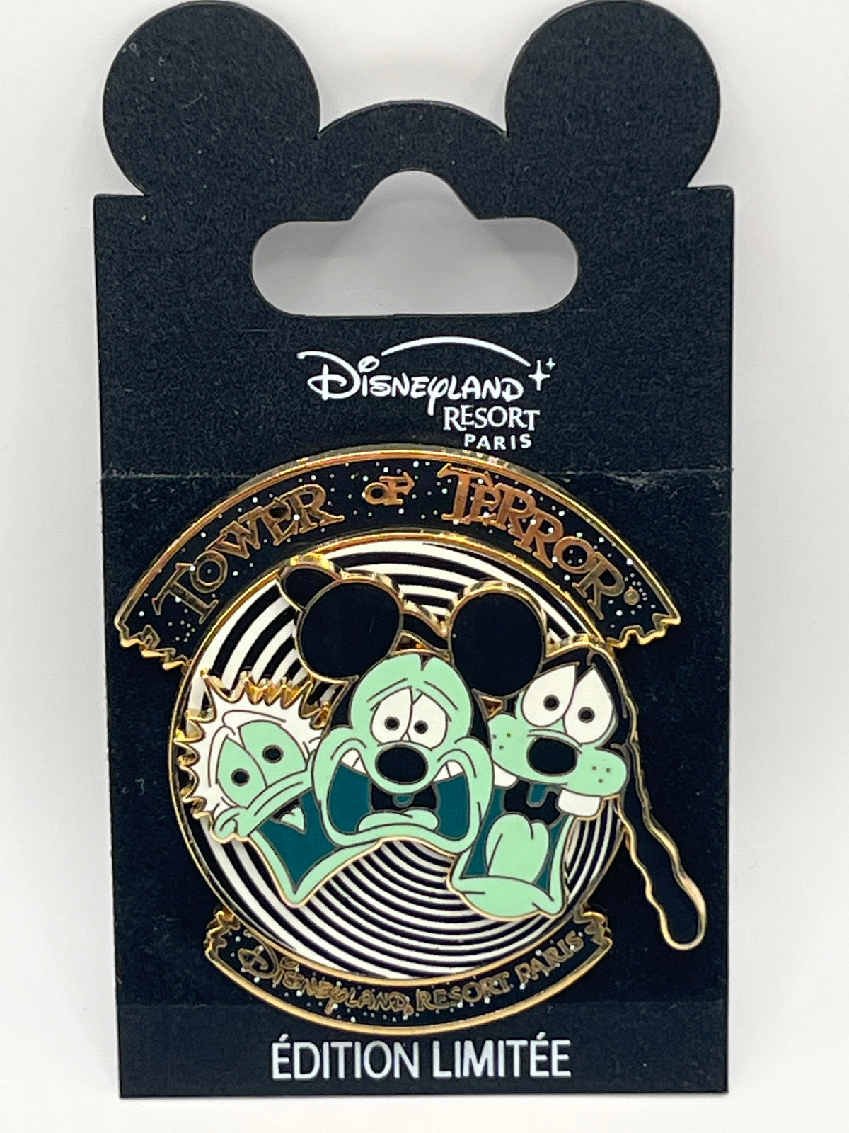 LE 900 DLP Tower of Terror Spinner Pin Scared Donald, Mickey & Goofy - H23