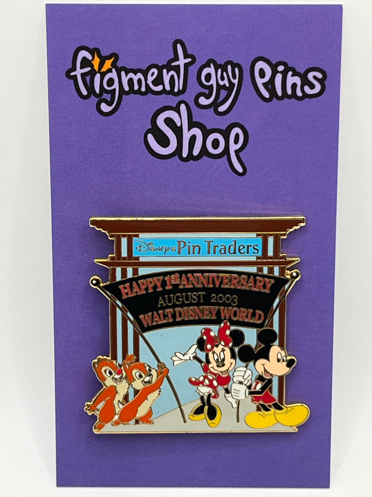 LE 1000 Disney Pin Traders 1st Anniversary Mickey, Minnie, Chip & Dale - J43