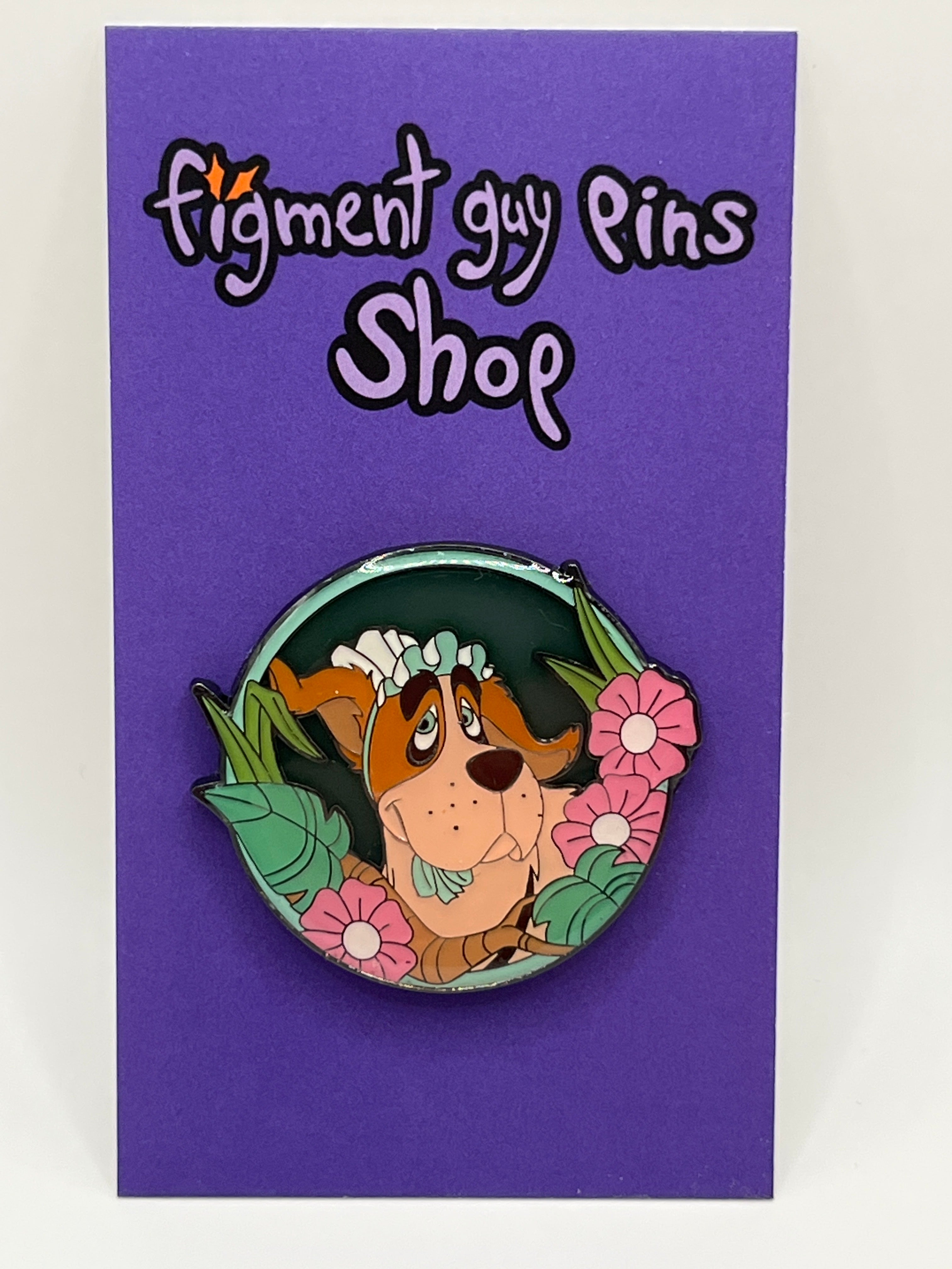 Disney Dogs Floral Stained Glass Pin Nana Peter Pan