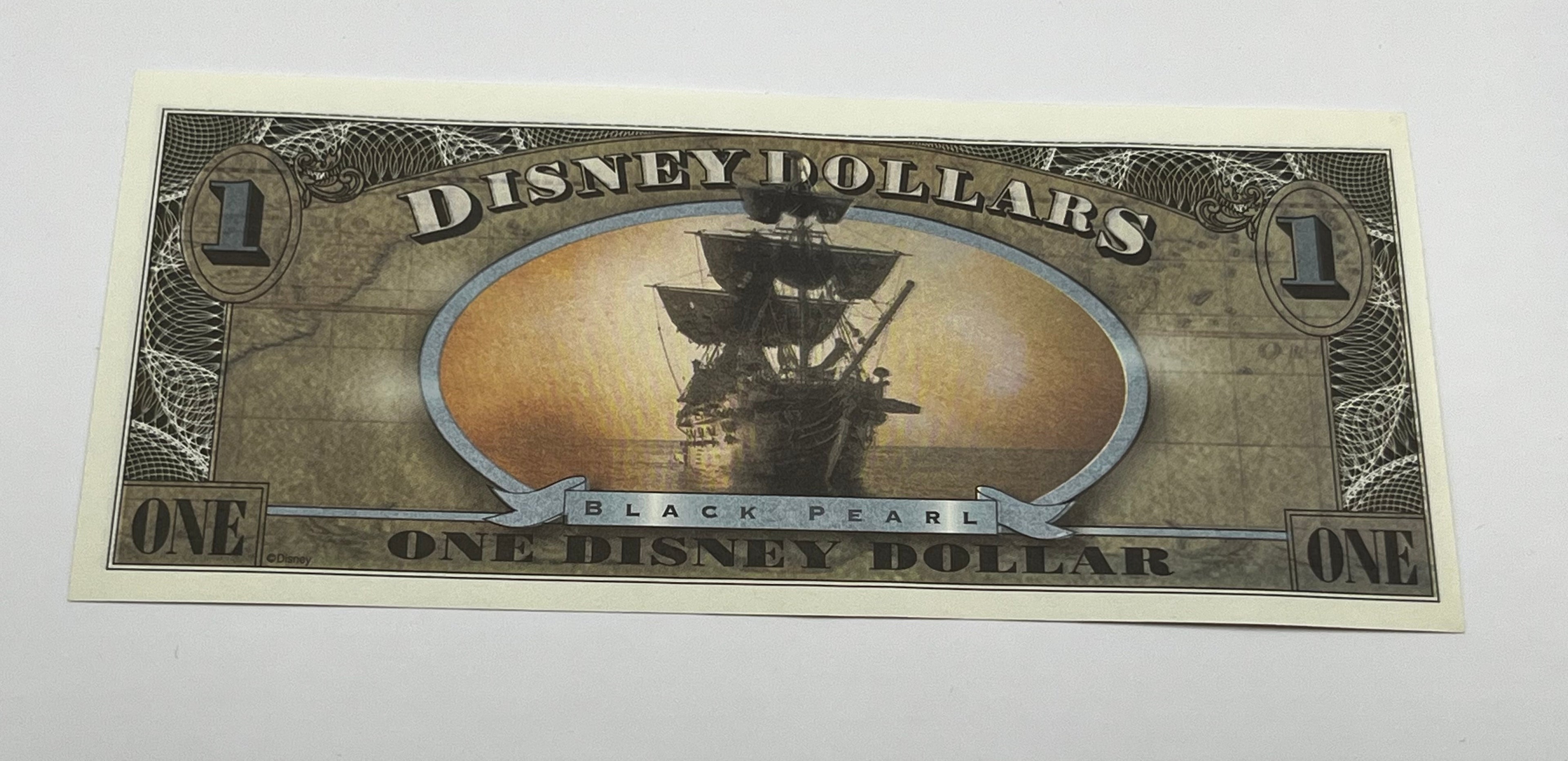 Disney Dollars Pirates of the Caribbean 2-Bills With Envelope Twenty Years of Disney Dollars