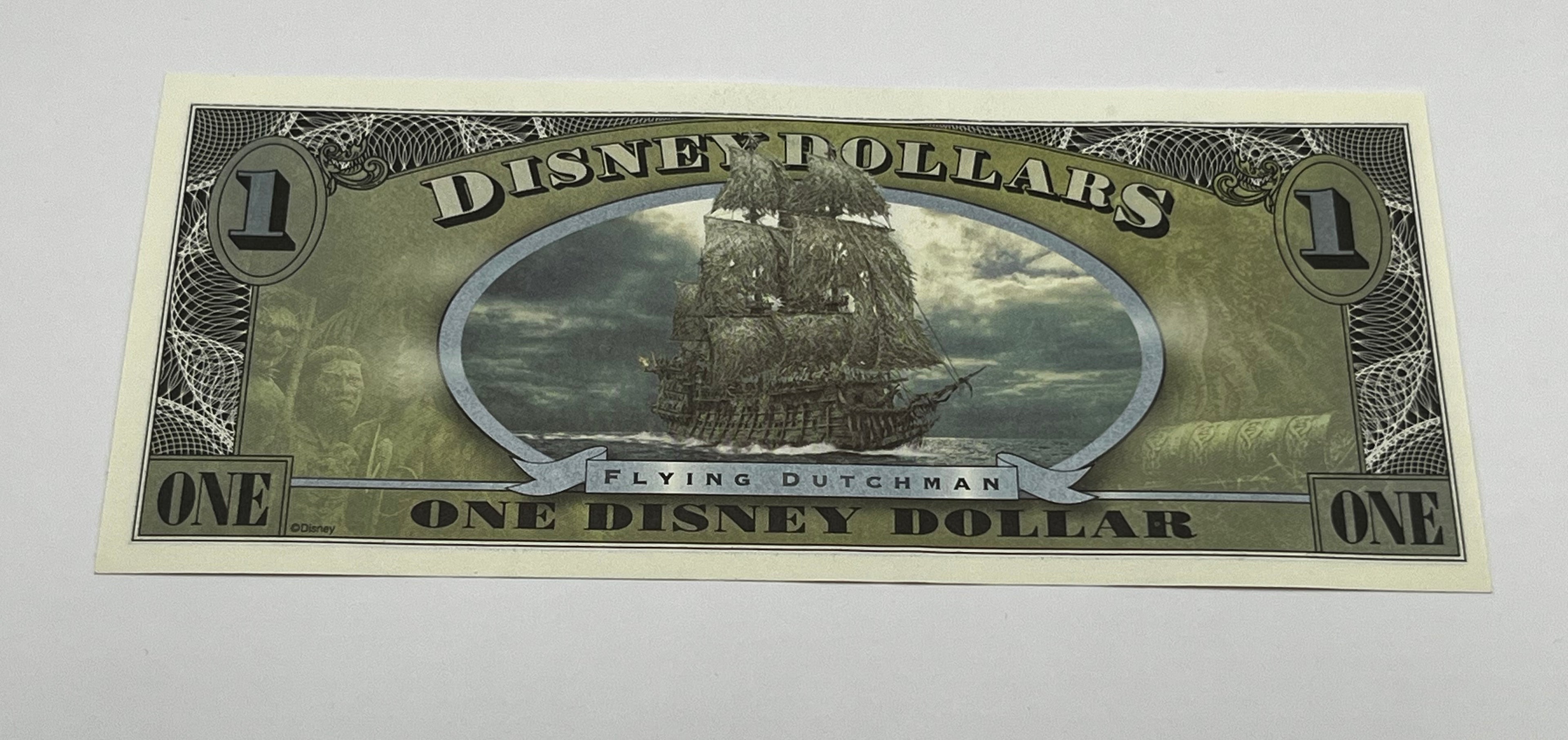 Disney Dollars Pirates of the Caribbean 2-Bills With Envelope Twenty Years of Disney Dollars