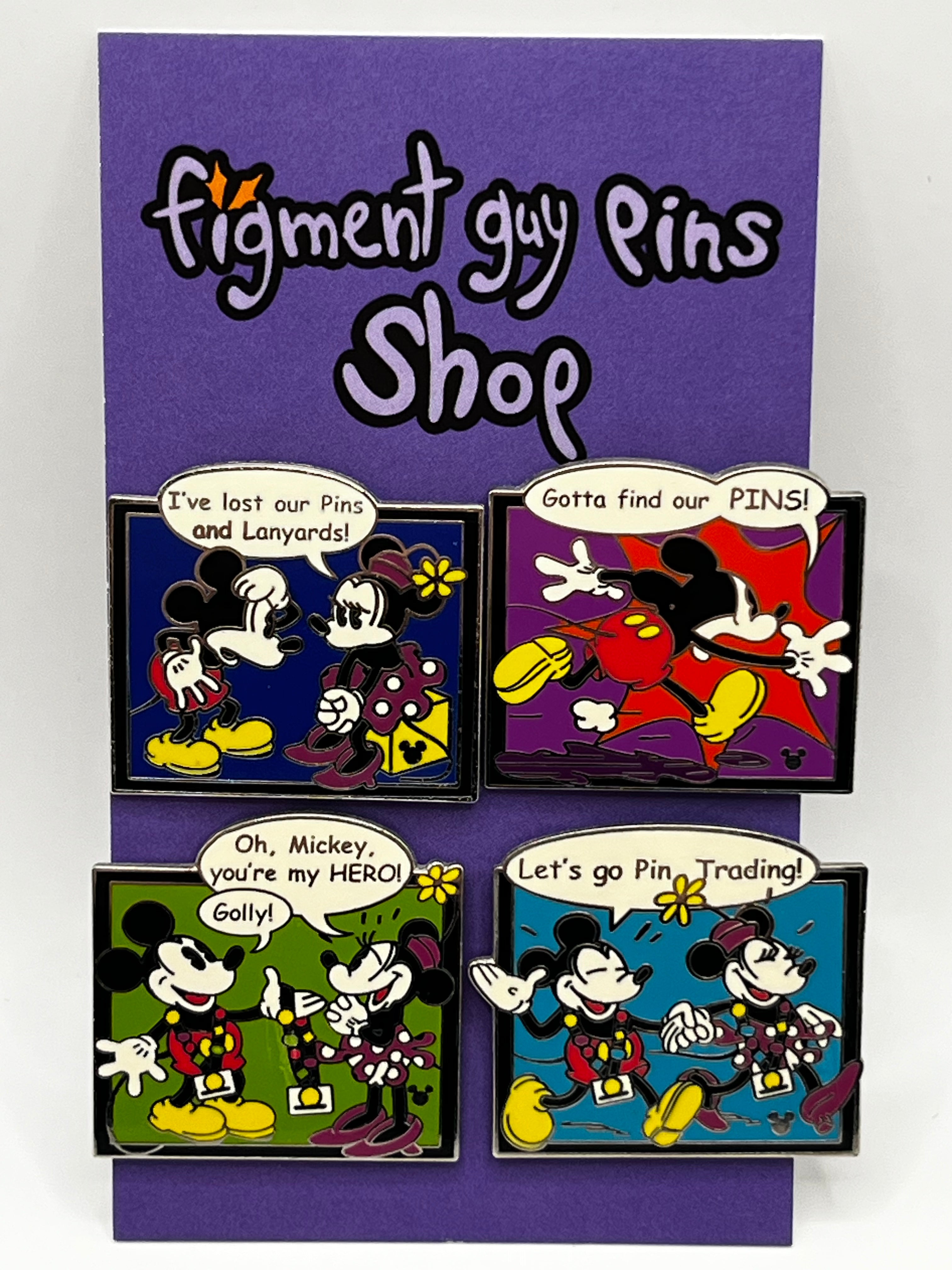 Cast Lanyard Series 4-Pin Set Mickey & Minnie Pin Trading - K38