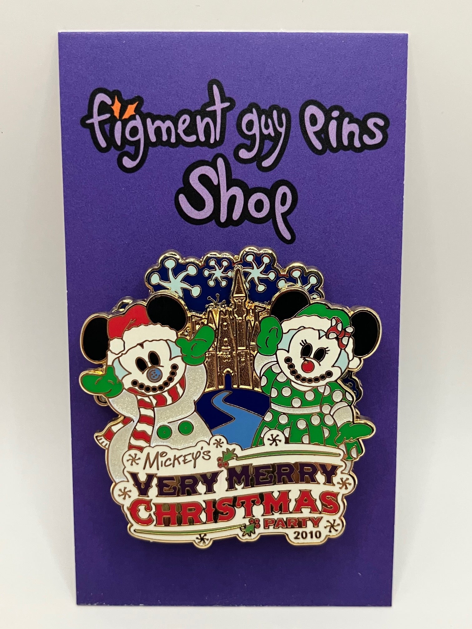 LR Mickey's Very Merry Christmas Party 2010 Spinner Pin Mickey & Minnie Snowman